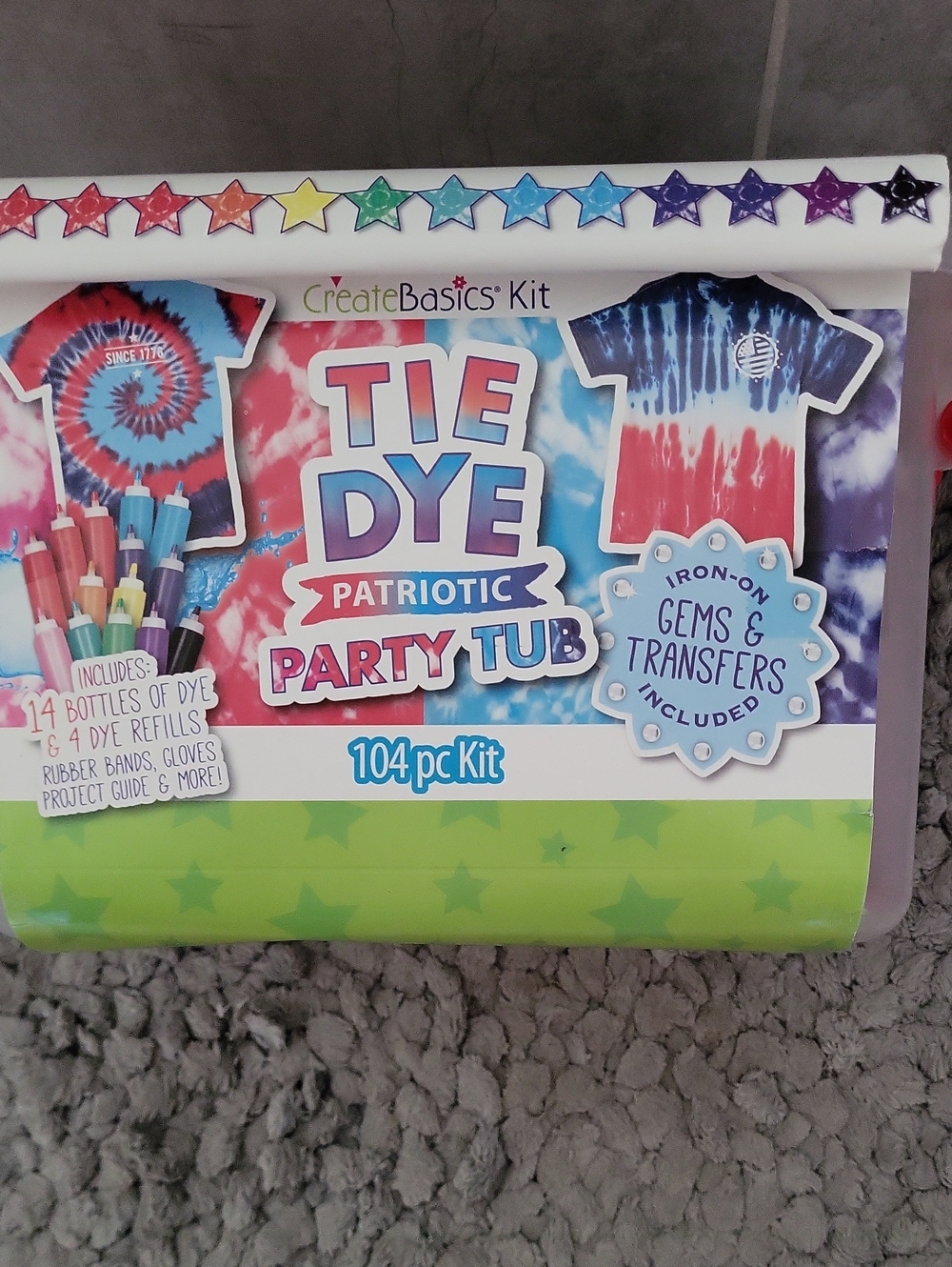 CreateBasics Patriotic Tie Dye Party Tub Kit - Red, White & Blue